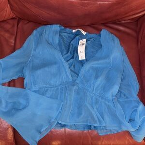 Abercrombie & Fitch Sheer Blue Blouse
